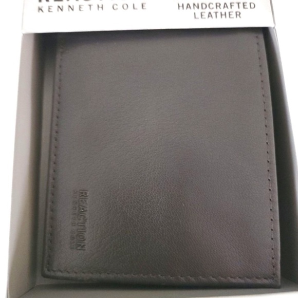 Kenneth Cole Reaction RFID Protection Brown Bifold Handcrafted Leather Wallet - Picture 1 of 6